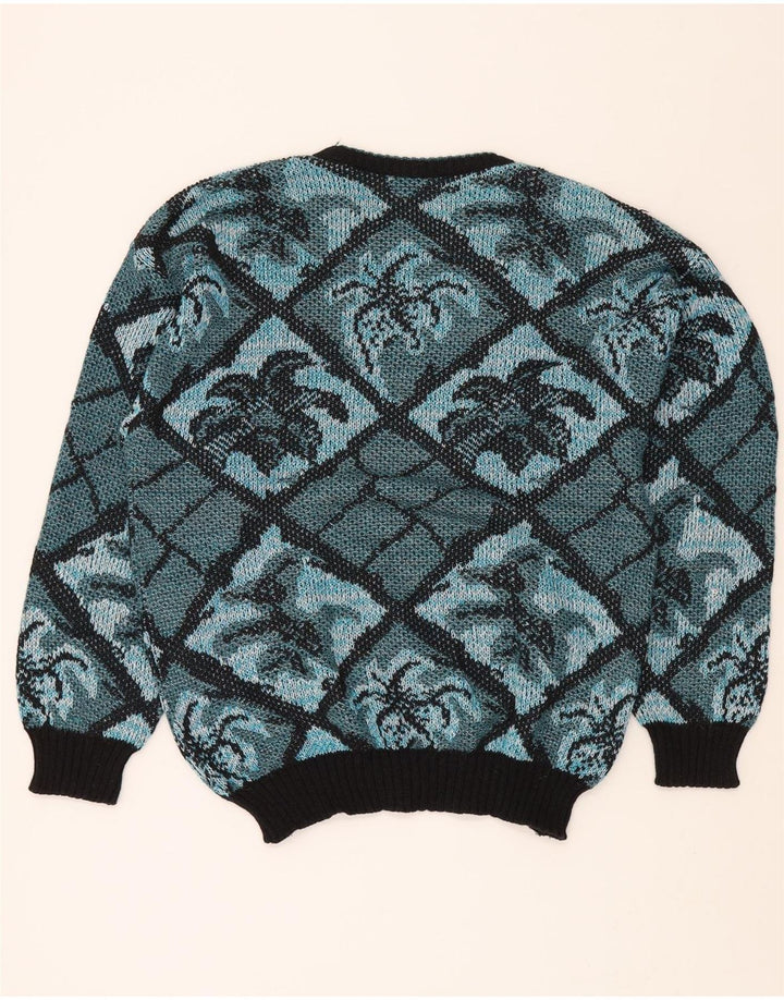 SUSPENCE Womens Crew Neck Jumper Sweater UK 14 Large Blue Argyle/Diamond Vintage Suspence and Second-Hand Suspence from Messina Hembry 