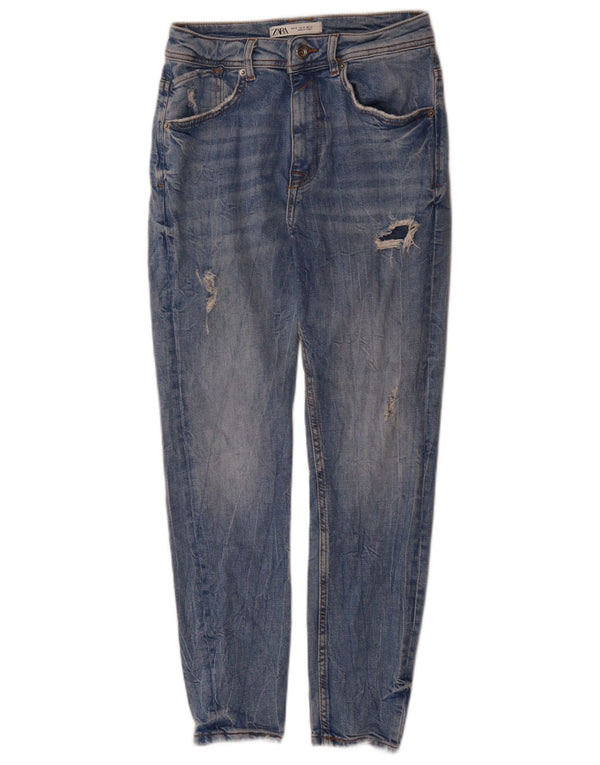 Jeans slim invecchiati da uomo Zara EU 36 XS W29 L27 cotone blu
