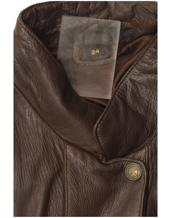 Giacca in pelle vintage da donna UK 22 3XL Marrone