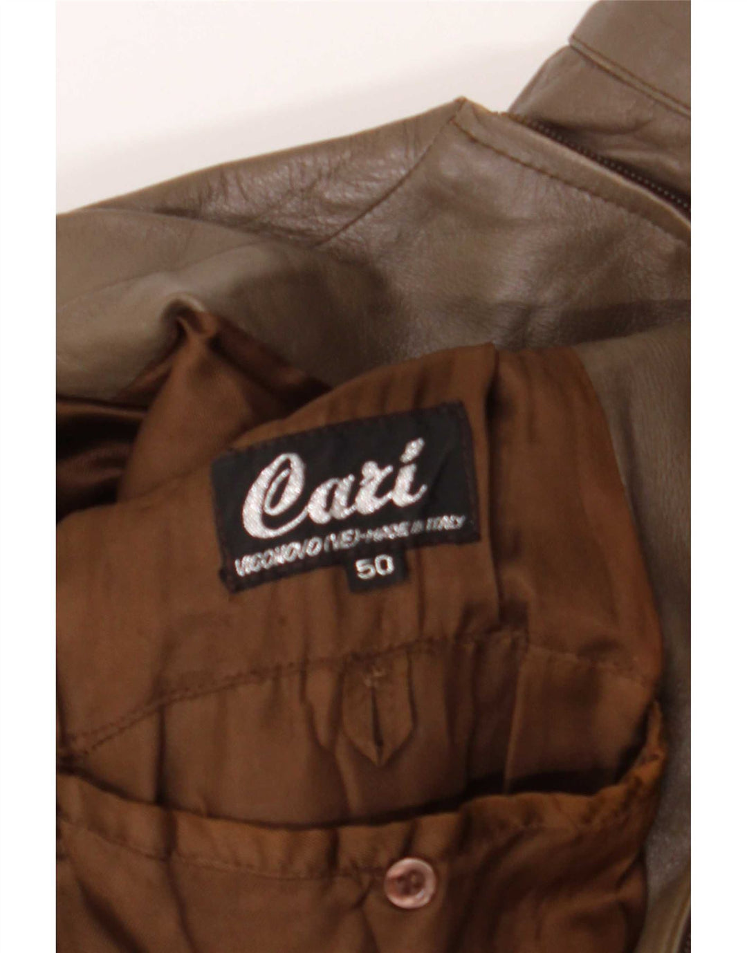 Giacca bomber in pelle da uomo vintage IT 50 grande marrone
