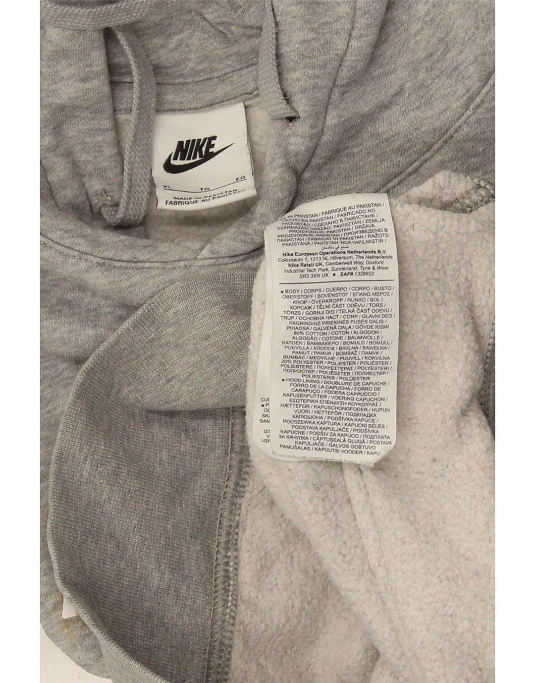 Felpa con cappuccio grafica Nike da uomo XL in cotone grigio