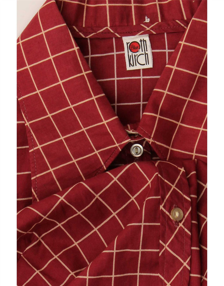 Camicia formale da donna vintage UK 14 quadri bordeaux medio