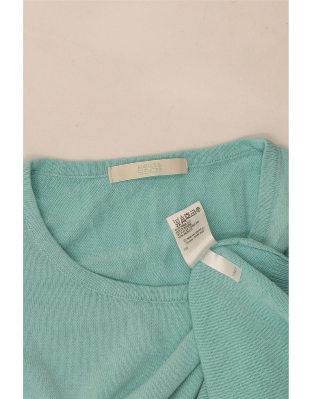 Maglione maglione girocollo da donna Marks & Spencer UK 10 piccolo turchese