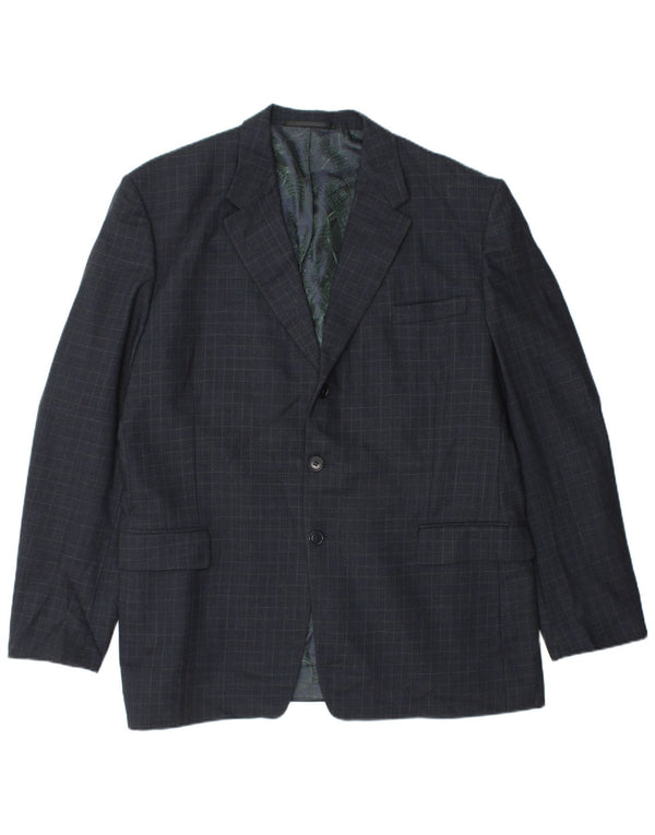 Giacca blazer da uomo a 3 bottoni Paul Smith UK 40 grande in lana a quadretti blu navy