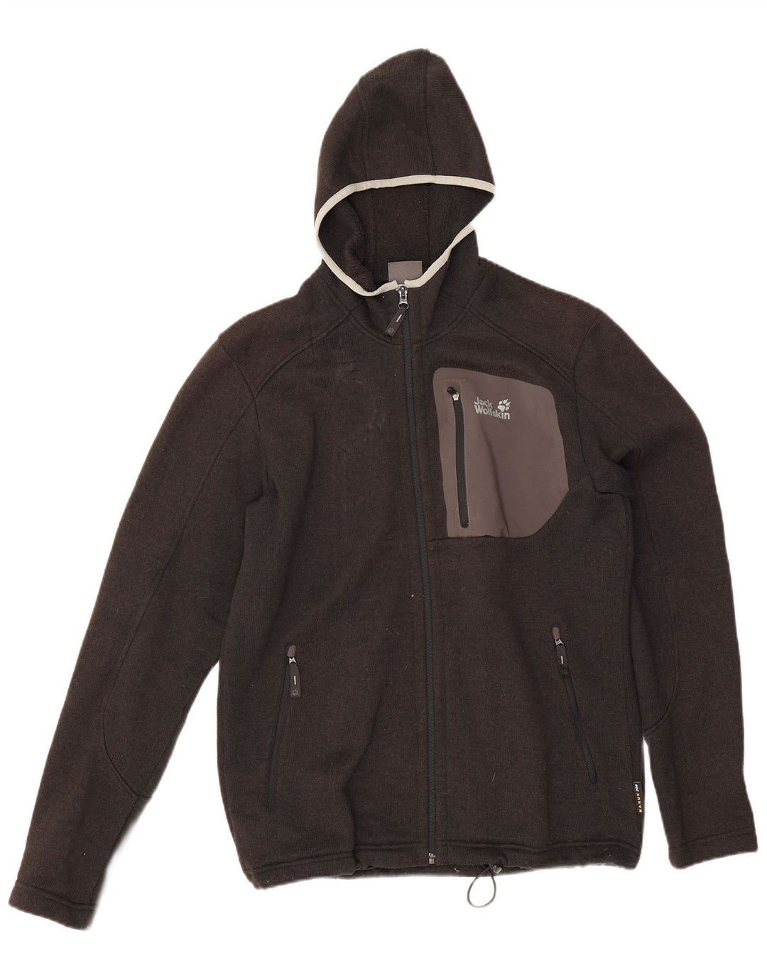 Maglione con cappuccio e zip da uomo Jack Wolfskin UK 36/38 Poliestere grigio medio