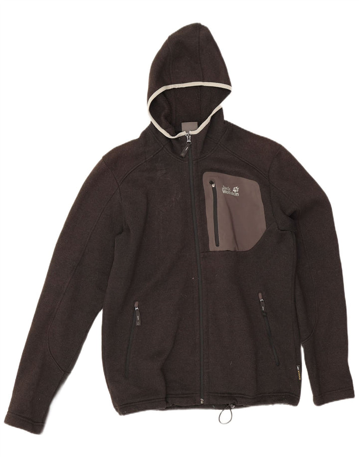 Maglione con cappuccio e zip da uomo Jack Wolfskin UK 36/38 Poliestere grigio medio