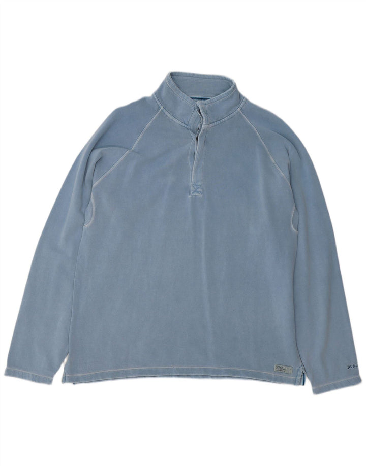 Felpa da uomo con collo abbottonato Fat Face, maglione grande, cotone blu