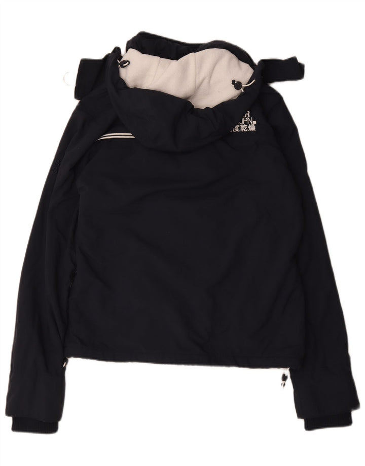 Giacca a vento da donna con cappuccio Superdry UK 16 grande poliestere blu navy