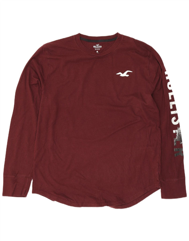 Top Hollister da uomo con grafica a maniche lunghe XL in cotone marrone