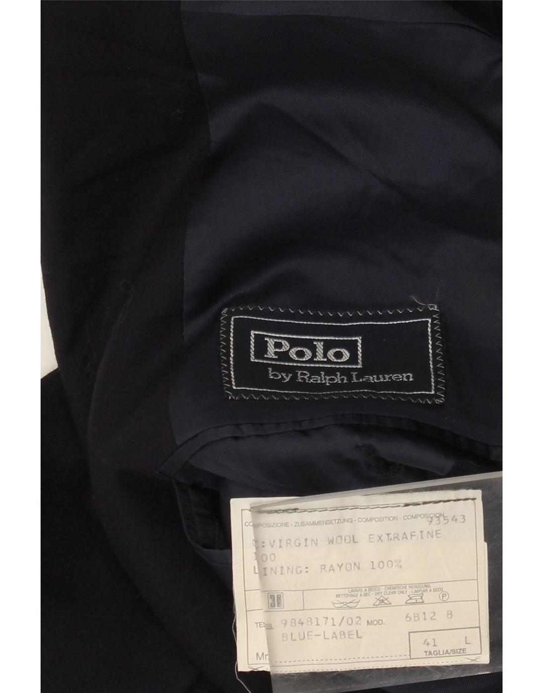Polo Ralph Lauren Giacca blazer a 2 bottoni da uomo UK 40 Large in lana blu navy