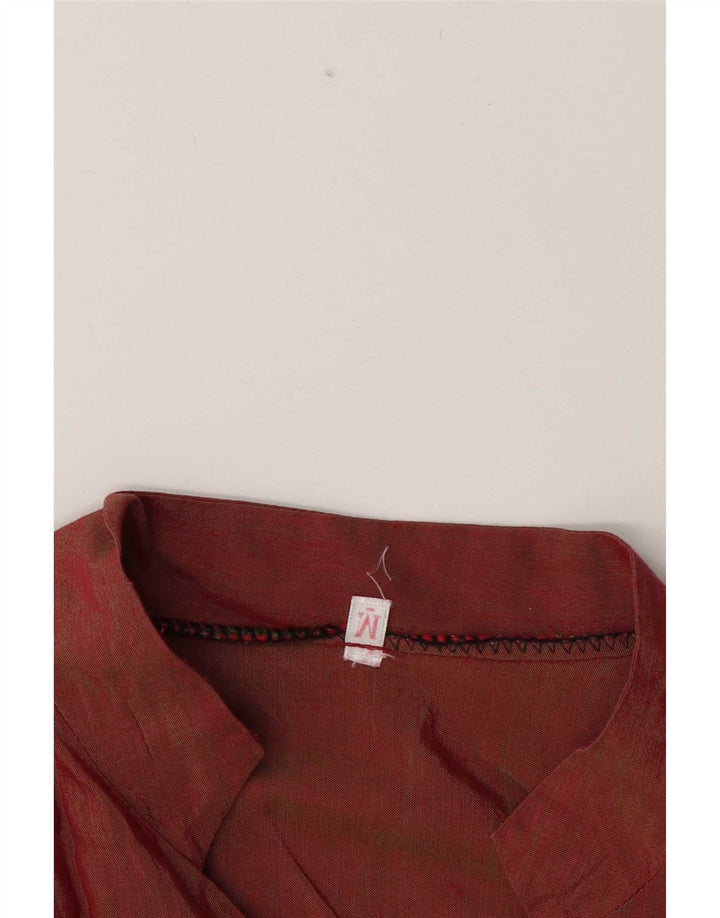 Camicetta a maniche corte corta da donna vintage UK 12 Marrone medio