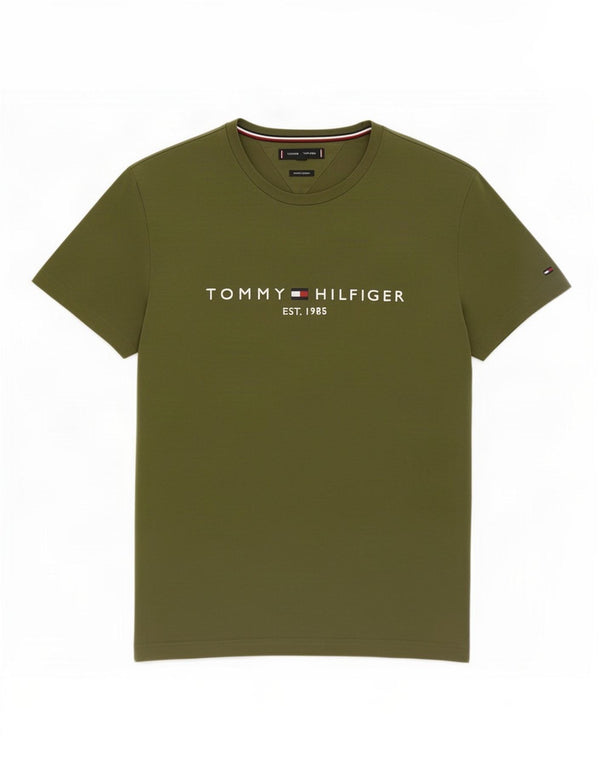 T-shirt grafica da uomo Tommy Hilfiger Top in cotone verde medio
