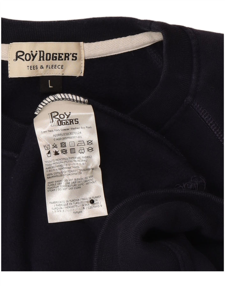 Roy Rogers Felpa grafica da uomo Maglione grande cotone blu navy