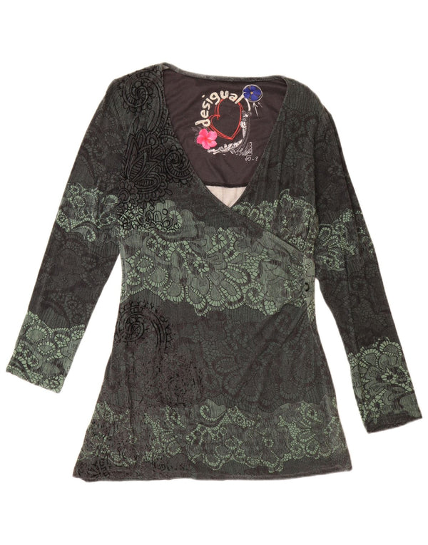 Desigual Donna Tunica Top UK 18 XL Verde Paisley