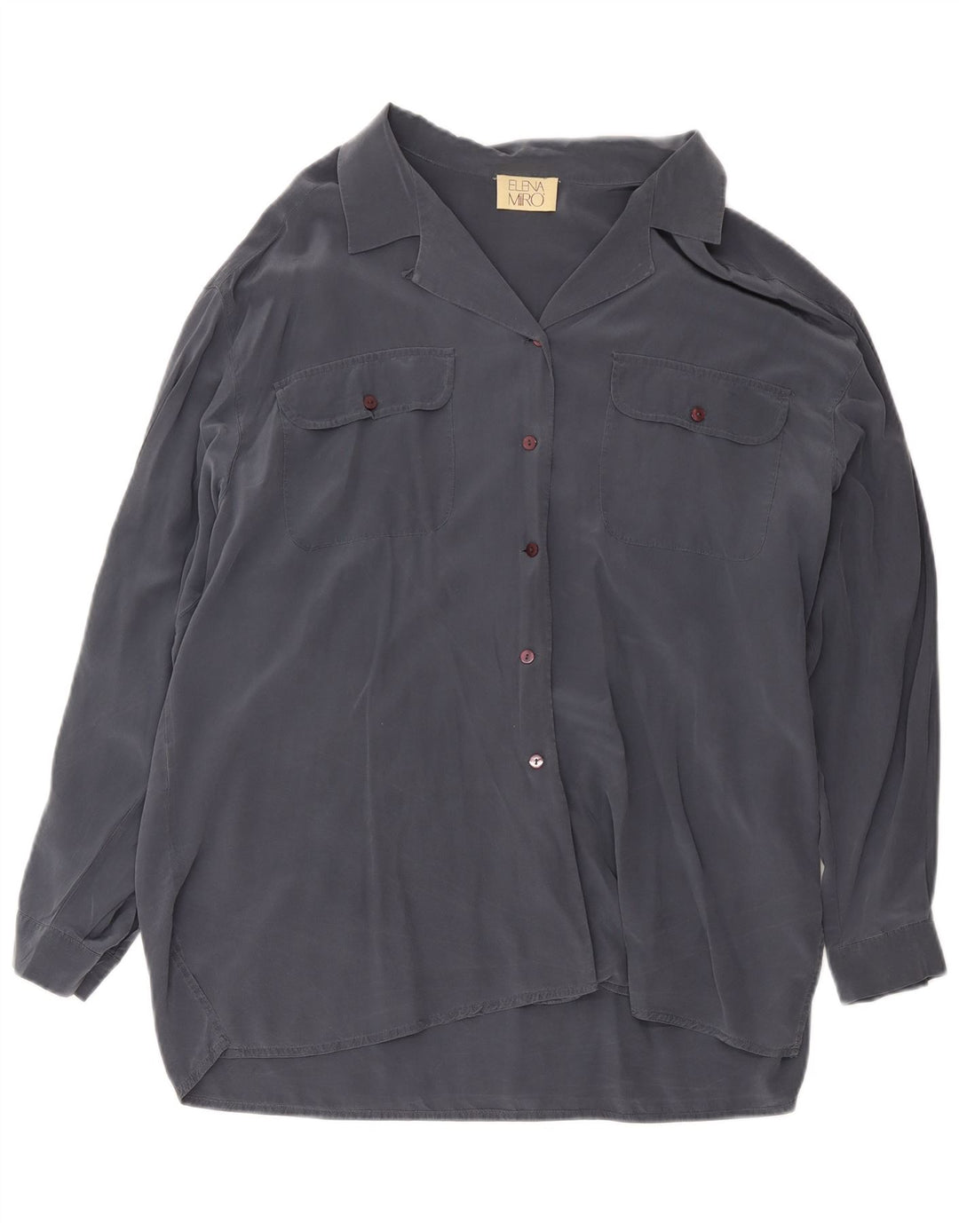 ELENA MIRO Abito Chemisier Oversize da Donna IT 45 Large Grigio Seta