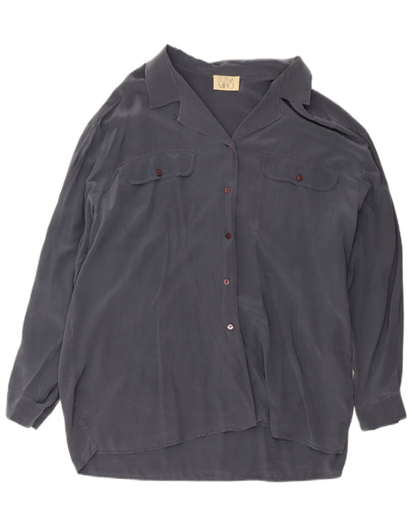 ELENA MIRO Abito Chemisier Oversize da Donna IT 45 Large Grigio Seta