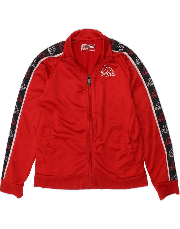 KAPPA Boys Graphic Tracksuit Top Jacket 7-8 Years Red Colourblock Vintage Kappa and Second-Hand Kappa from Messina Hembry 