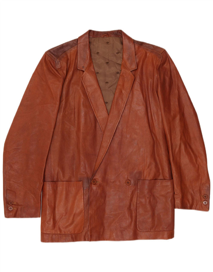 Giacca blazer doppiopetto da uomo Reporter IT 48 in pelle marrone medio