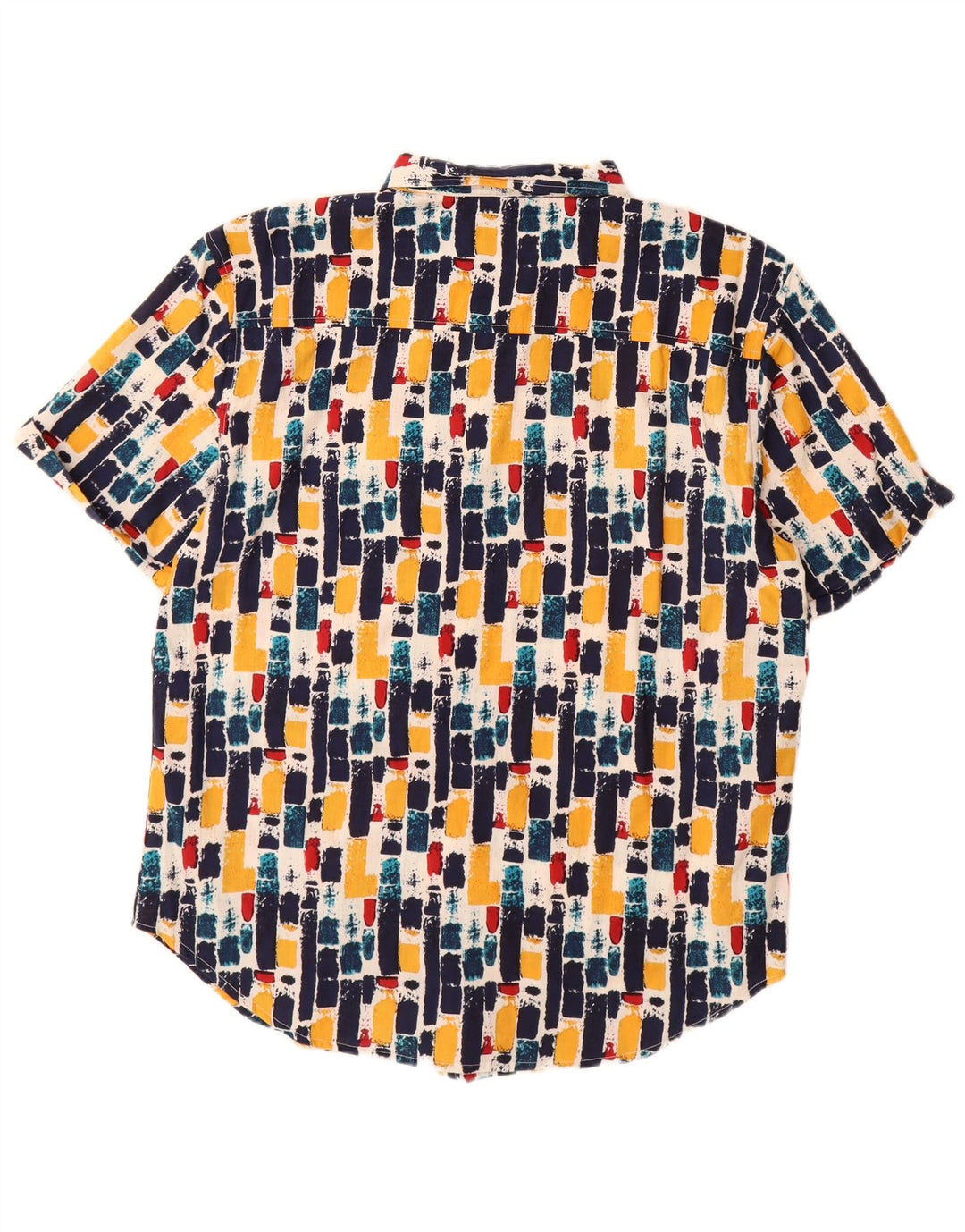 Camicia a maniche corte da uomo VINTAGE grande in cotone geometrico multicolore