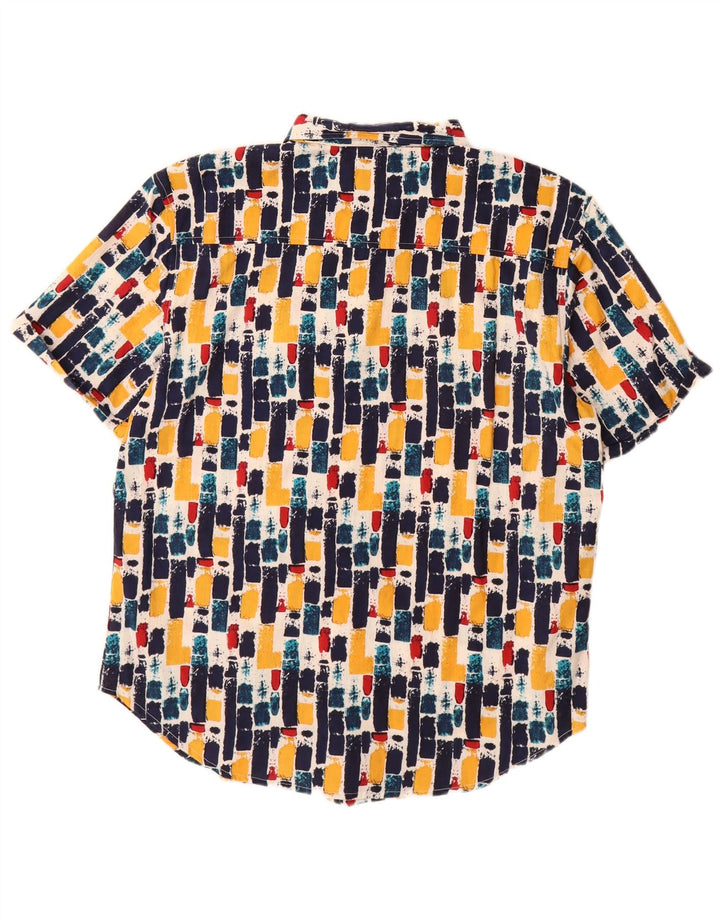 Camicia a maniche corte da uomo VINTAGE grande in cotone geometrico multicolore