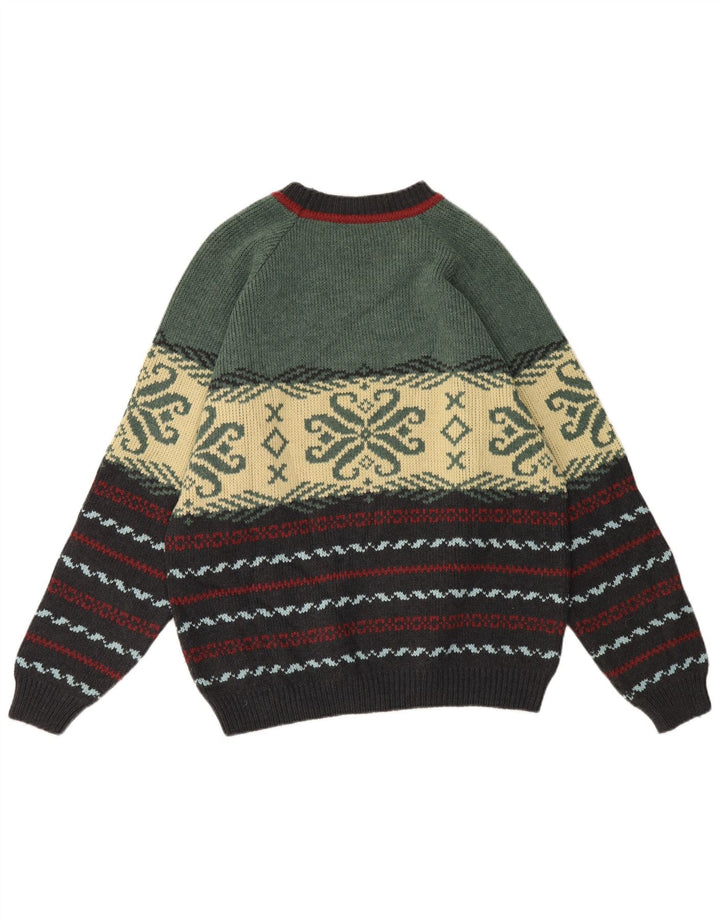 Maglione girocollo da uomo vintage in lana Fair Isle multicolore