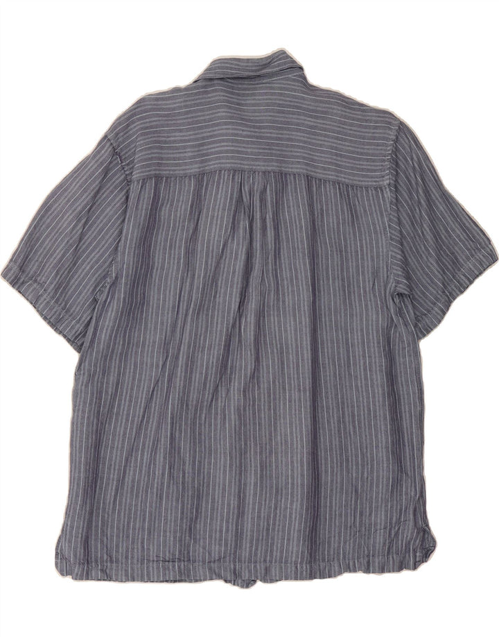 IZOD Mens Short Sleeve Shirt Medium Blue Striped Linen Vintage Izod and Second-Hand Izod from Messina Hembry 