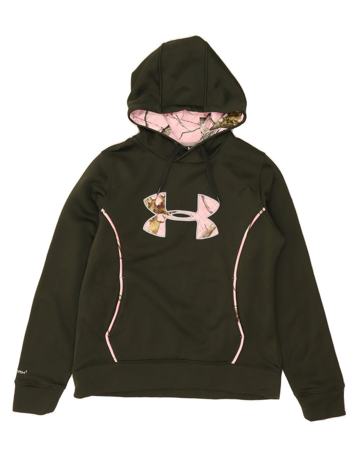 UNDER ARMOUR Womens Graphic Hoodie Jumper UK 14 Medium Green Vintage Under Armour and Second-Hand Under Armour from Messina Hembry 