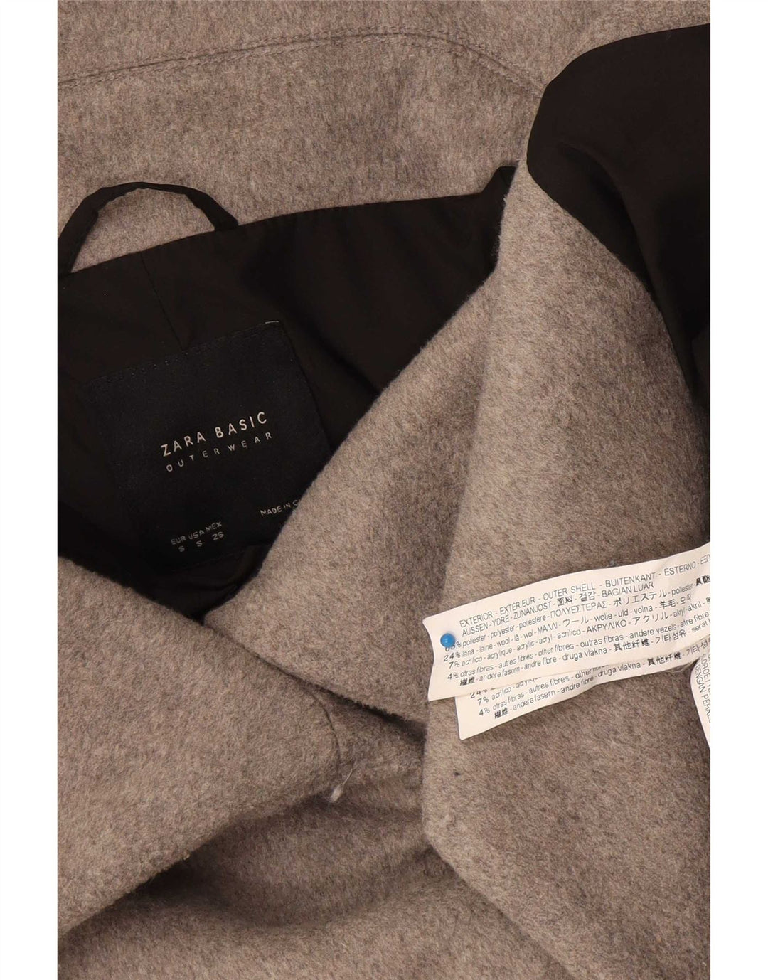 Soprabito corto oversize da donna Zara UK 10 piccolo poliestere grigio
