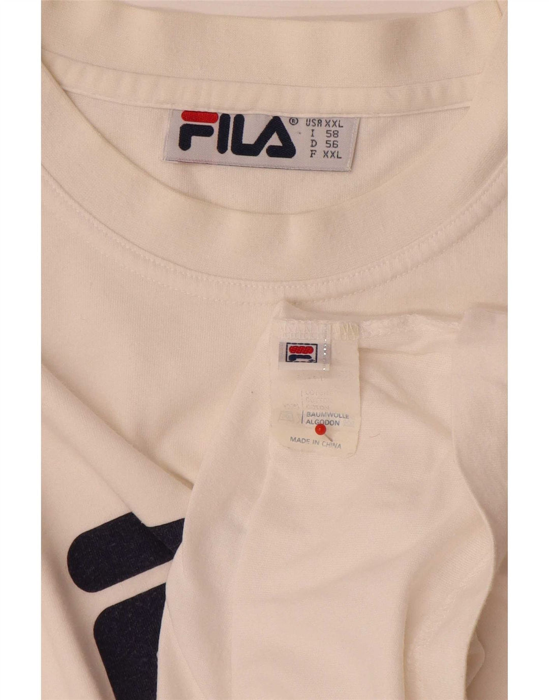 T-shirt grafica regolare da uomo Fila Top IT 58 2XL cotone bianco
