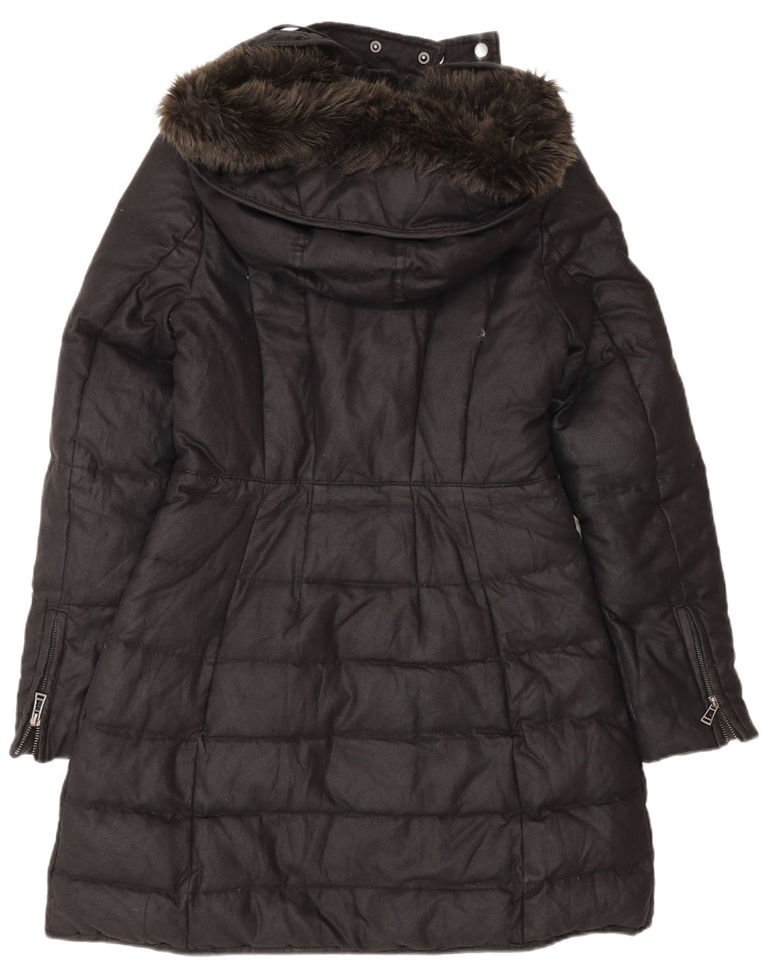 Cappotto imbottito con cappuccio da donna Zara UK 12 medio nero poliestere invernale
