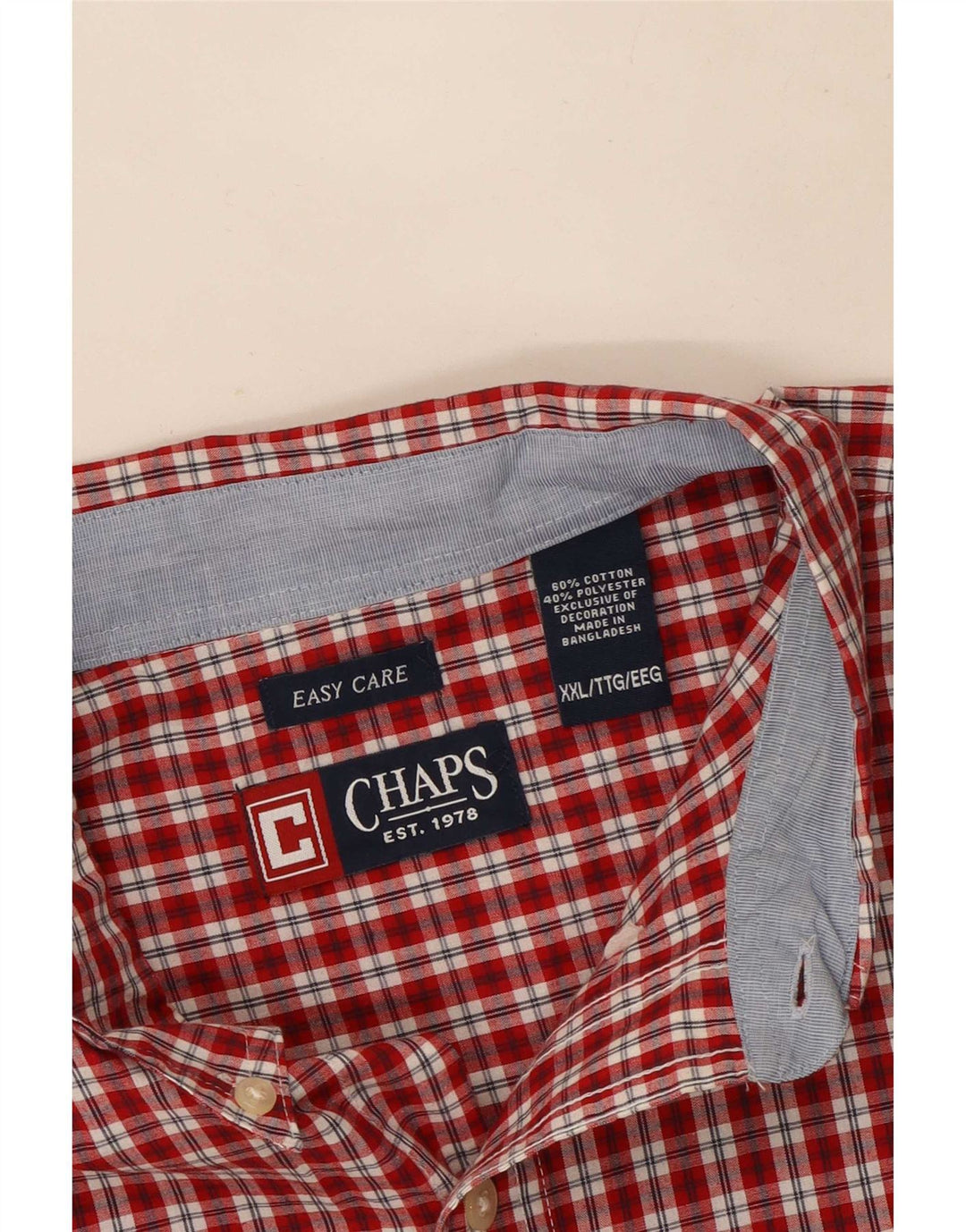 Chaps Camicia a maniche corte da uomo Easy Care 2XL Cotone a quadri rossi
