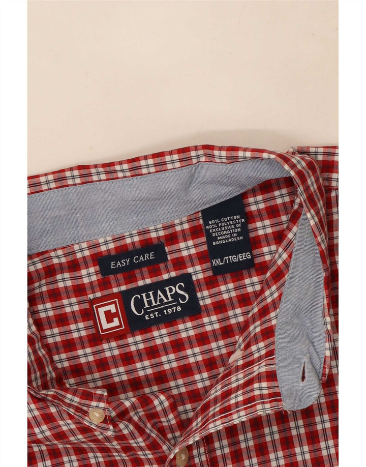 Chaps Camicia a maniche corte da uomo Easy Care 2XL Cotone a quadri rossi