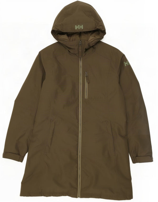 Helly Hansen Womens Hooded Padded Coat UK 14 Medium Khaki Polyester