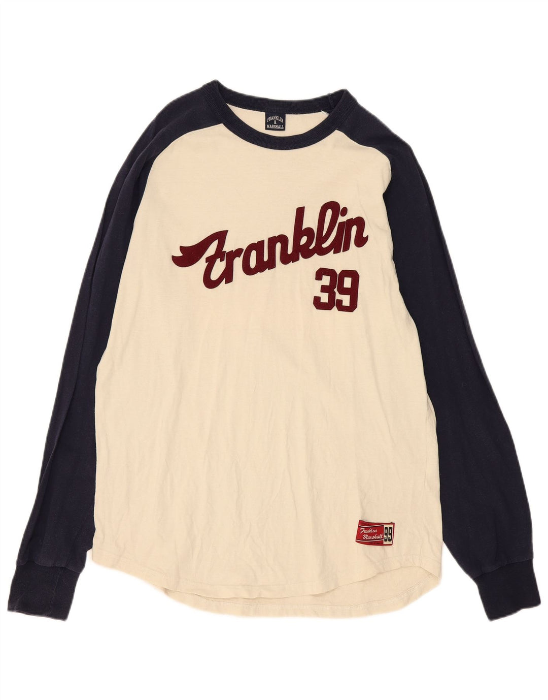 Franklin & Marshall Top grafico da uomo a maniche lunghe medio bianco sporco