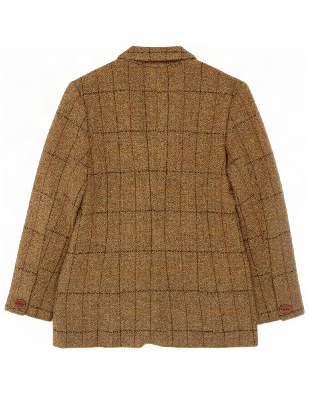 Giacca blazer a 3 bottoni da donna Harris Tweed UK 12 Lana a quadri marrone medio