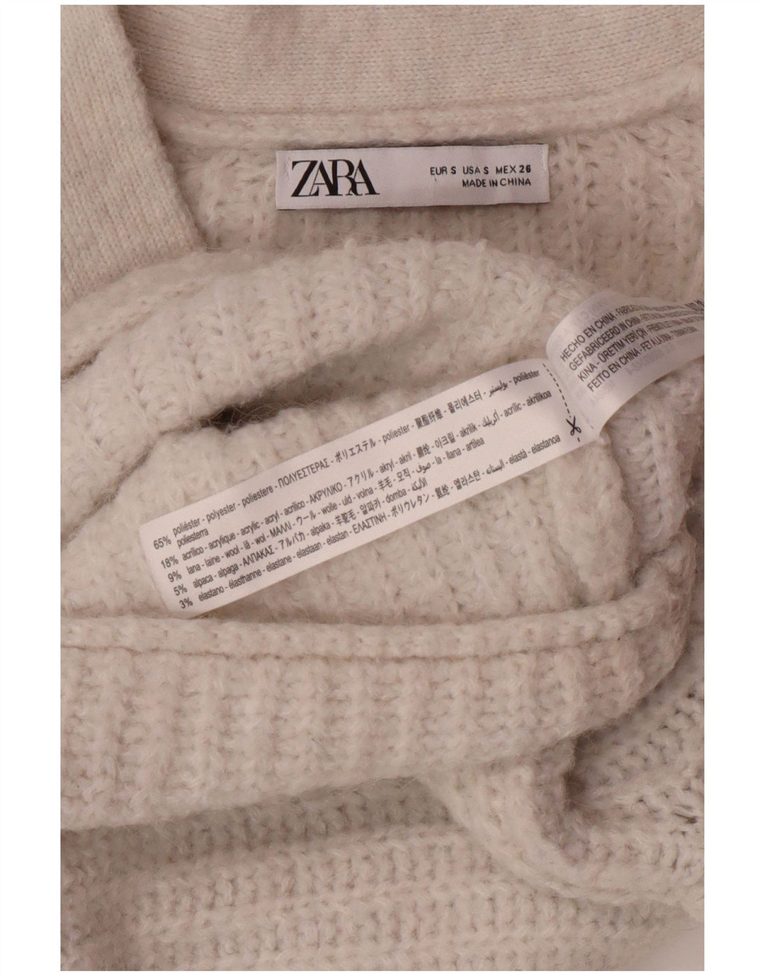 ZARA Womens Crop Oversized Cardigan Sweater UK 10 Small Off White