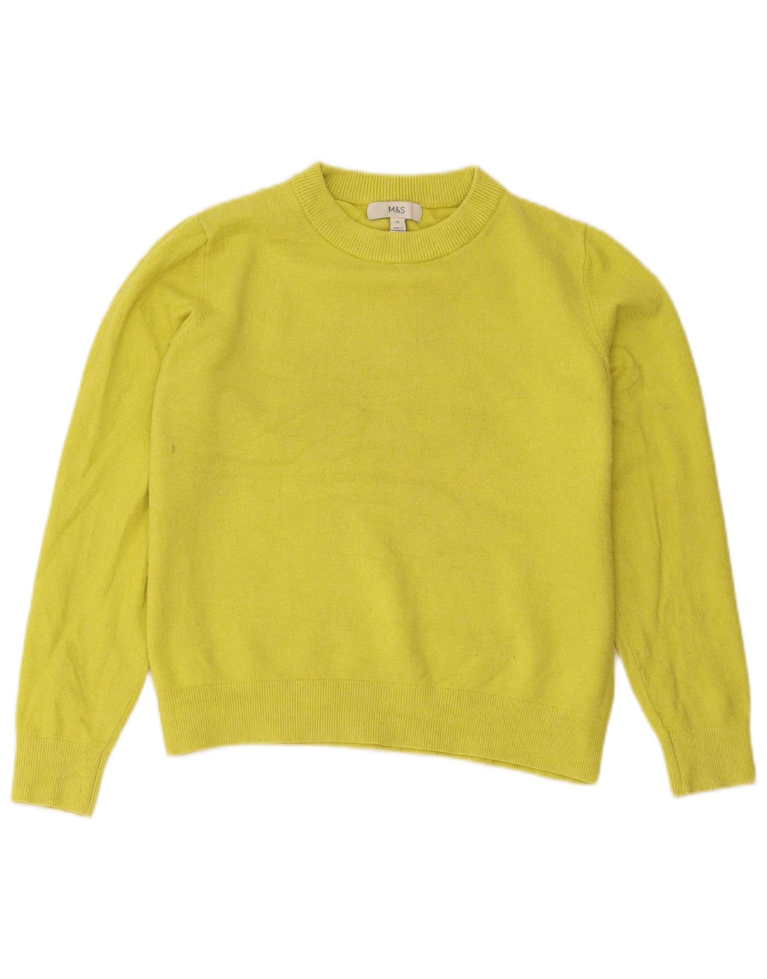 Maglione maglione girocollo da donna Marks & Spencer UK 14 giallo medio