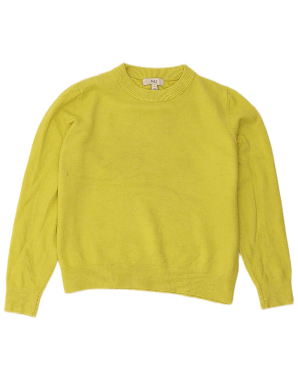 Maglione maglione girocollo da donna Marks & Spencer UK 14 giallo medio