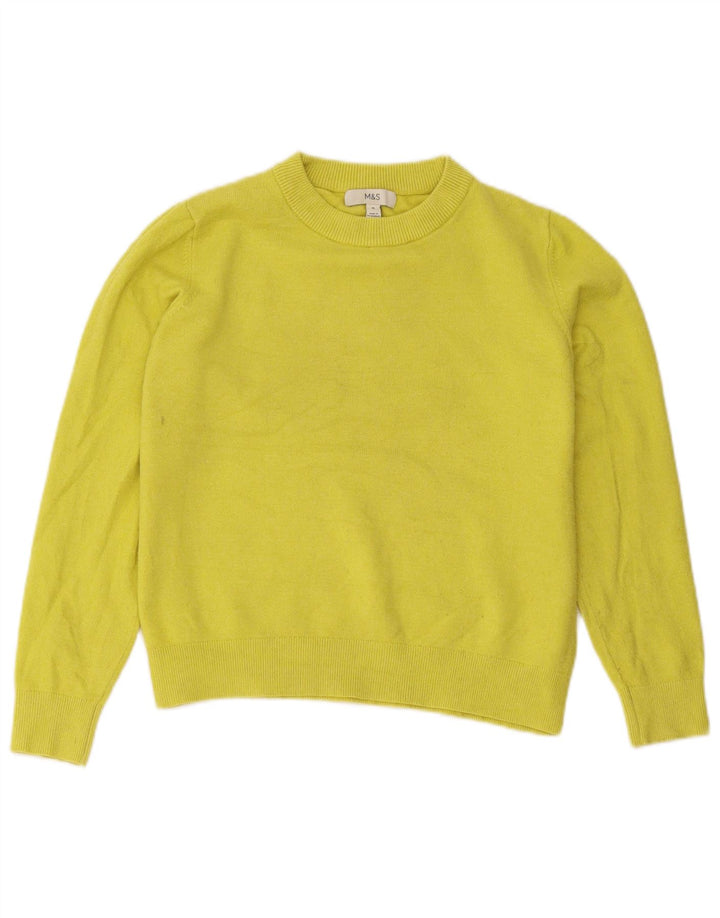 Maglione maglione girocollo da donna Marks & Spencer UK 14 giallo medio