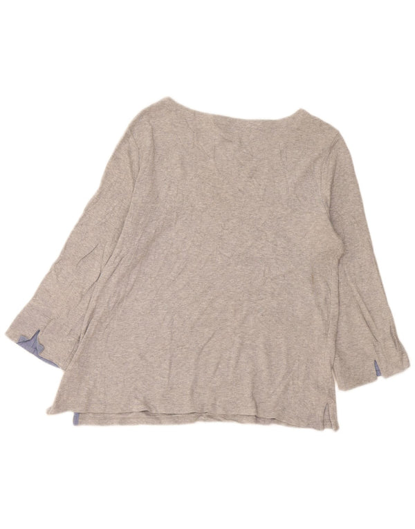 Top da donna Nautica manica 3/4 UK 16 grande cotone chiazzato grigio