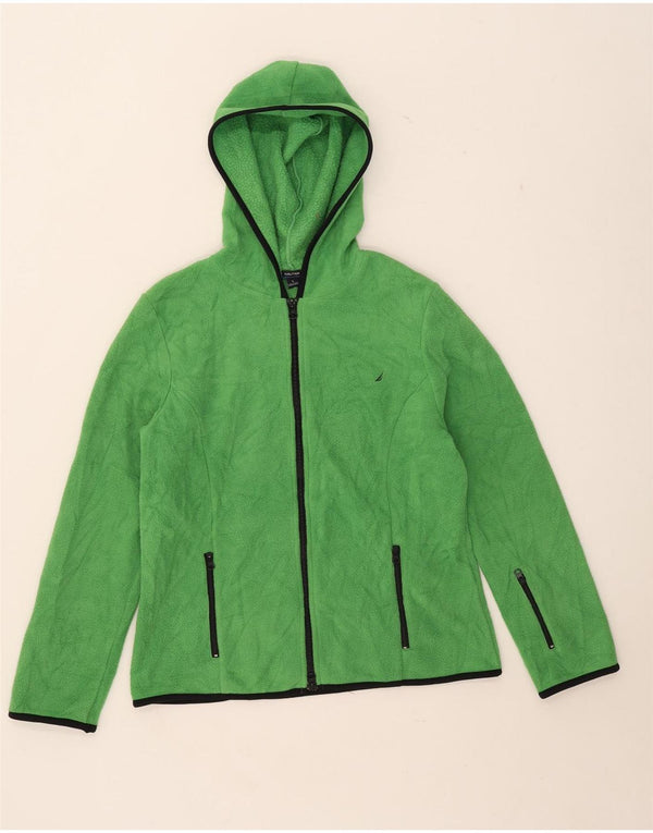 Giacca in pile con cappuccio da donna Nautica UK 16 grande cotone verde