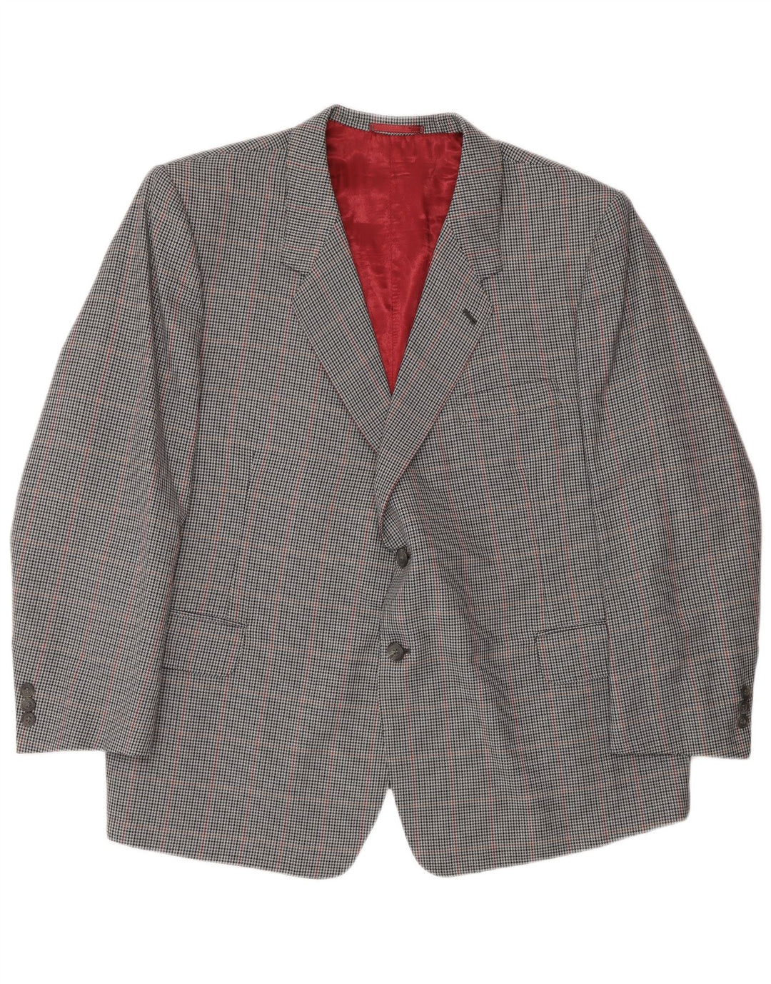 Giacca blazer vintage da uomo a 2 bottoni UK 42 XL a quadri grigi