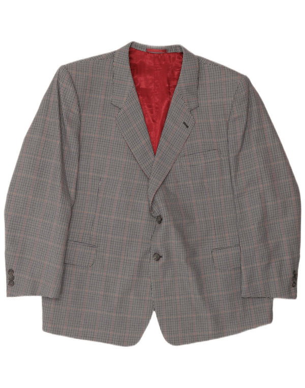 Giacca blazer vintage da uomo a 2 bottoni UK 42 XL a quadri grigi