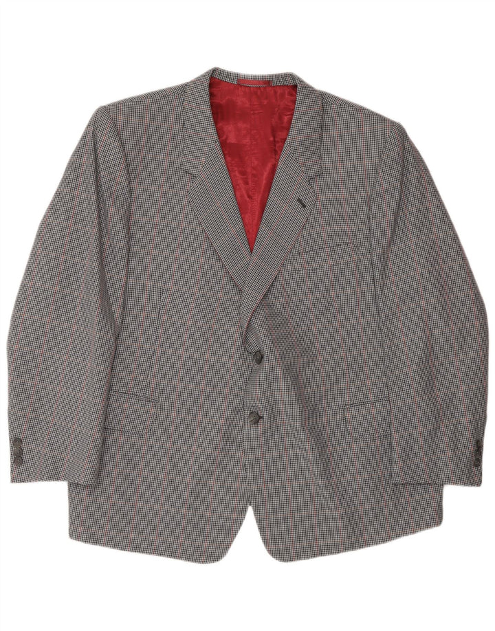 Giacca blazer vintage da uomo a 2 bottoni UK 42 XL a quadri grigi