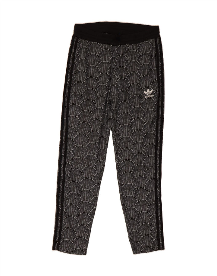 ADIDAS Womens Abstract Pattern Tracksuit Trousers UK 14 Large Black Vintage Adidas and Second-Hand Adidas from Messina Hembry 