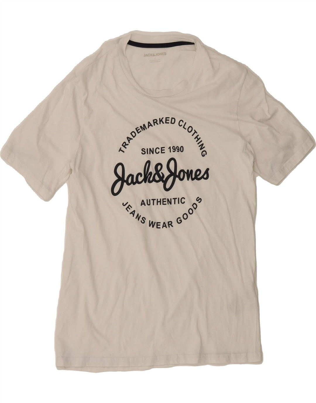 JACK & JONES Mens Graphic T-Shirt Top Large White Cotton Vintage Jack & Jones and Second-Hand Jack & Jones from Messina Hembry 