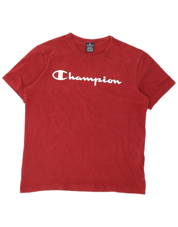 T-shirt grafica da uomo Champion Top in cotone rosso medio