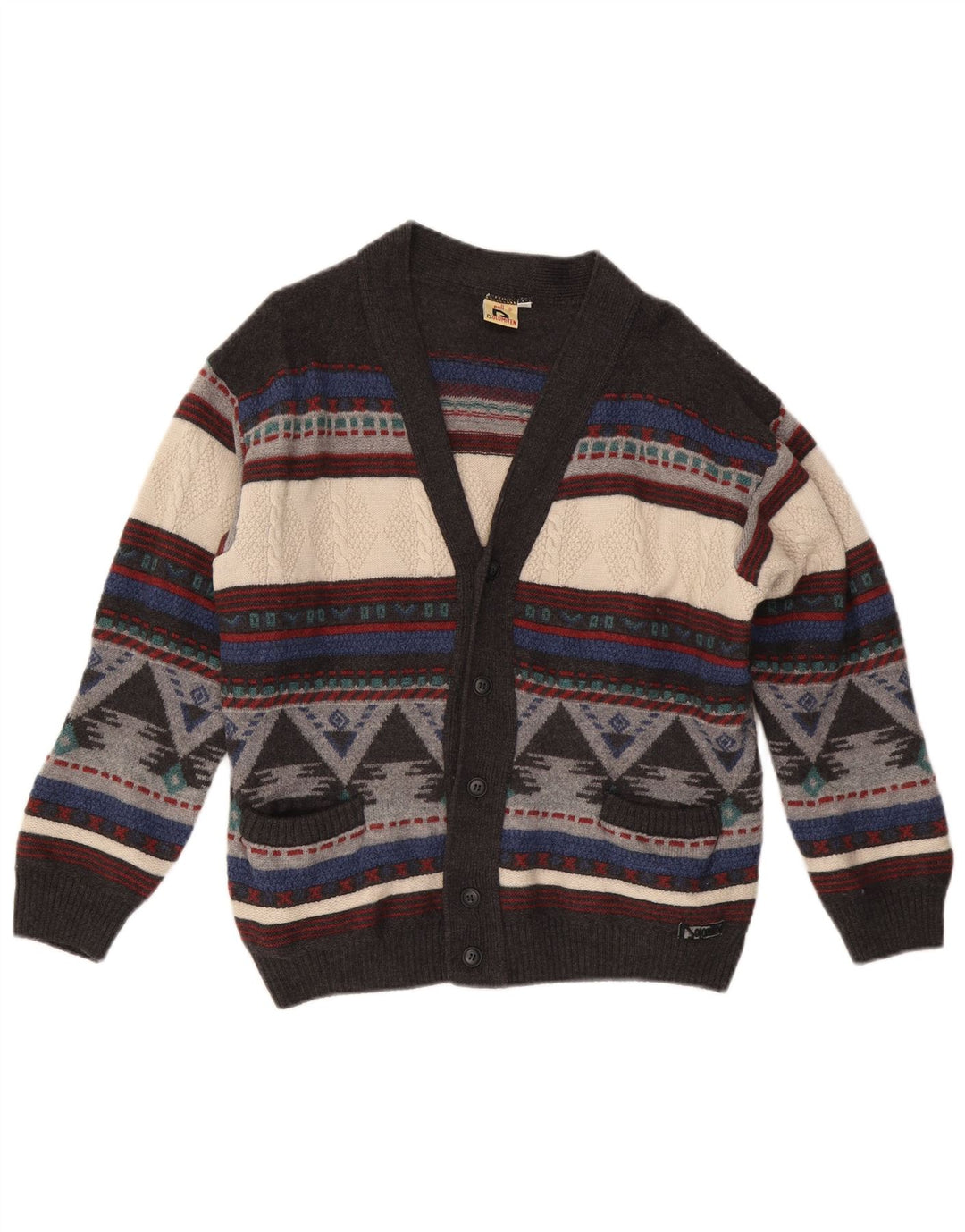 Maglione Cardigan Uomo Dolomiten IT 50 Lana geometrica multicolore medio