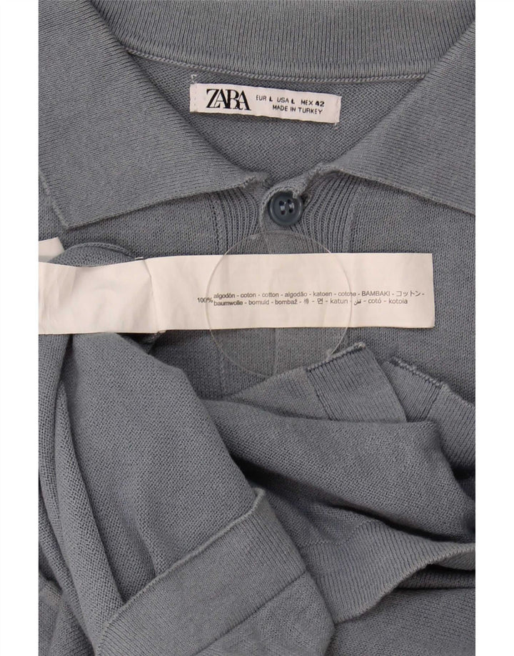 Maglione cardigan a maniche corte da uomo Zara grande in cotone grigio