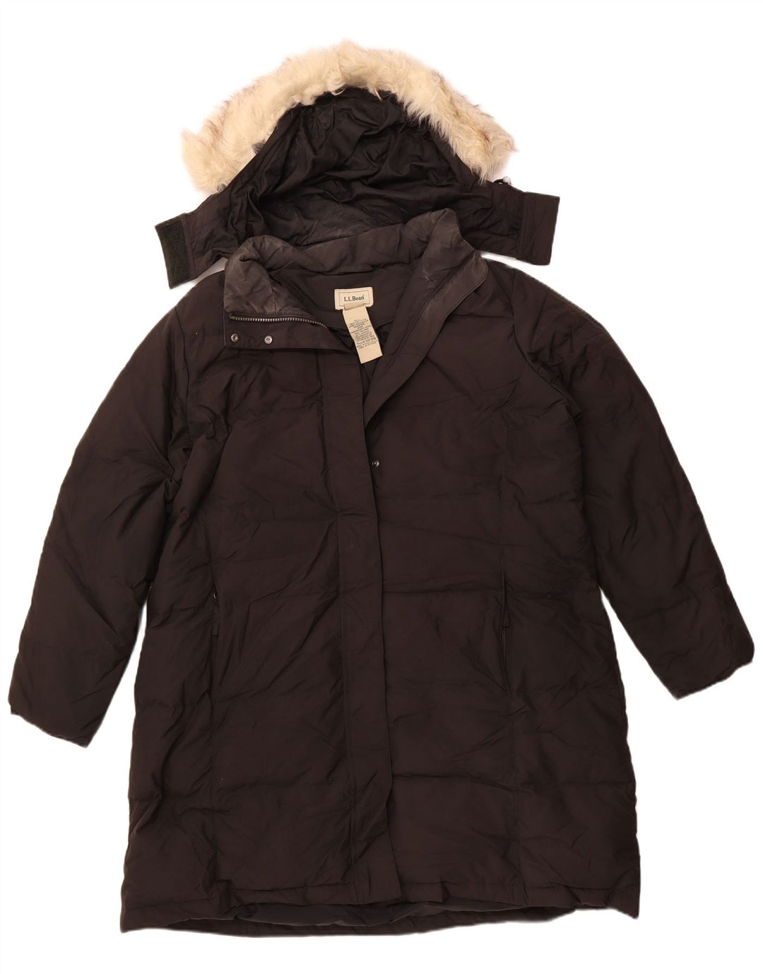 L.L.BEAN Cappotto imbottito oversize con cappuccio da donna UK 18 XL Poliestere nero